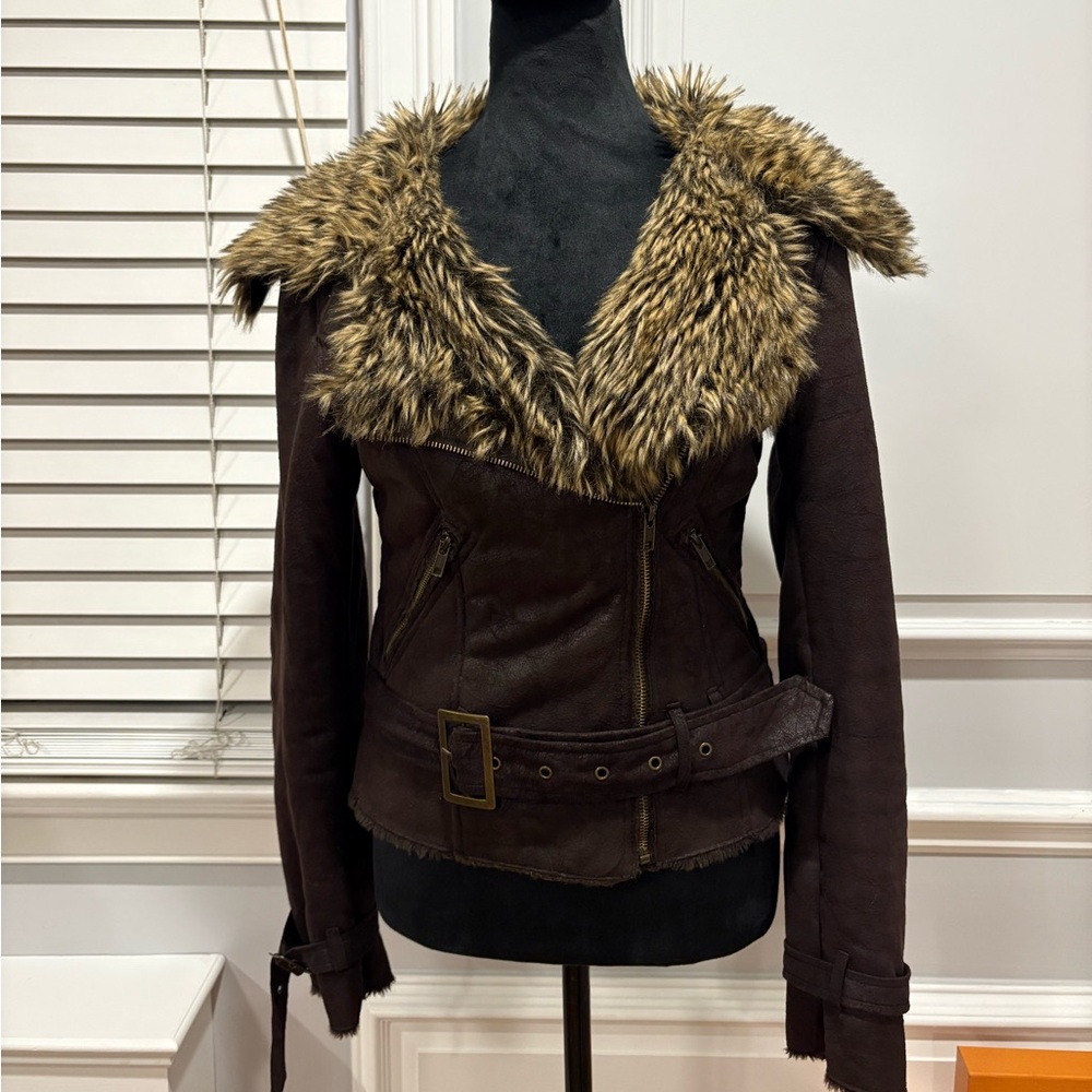 Italian Motorcycle Leather PennyLane Fur Winter Coat
